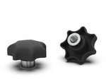 Knob with threaded bushing and offset made of steel D-50mm m1-10mm M8