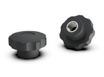 Star knob with nut embedded in plastic D-50mm M8, heavy-duty version
