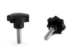 Star knob made of duroplastic, according to DIN 6336, with a threaded stud D-25mm M6