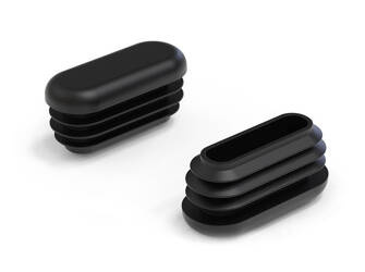 End cap for oval profiles A-38mm B-20mm, 1.0mm-2.5mm, black color