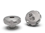 Stainless steel star knob with through-threaded bushing D-40; H-30.5; M8