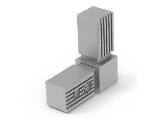 Angular connector for 2 square profiles (L type) A-30mm B-30mm, 2.0mm, RAL7047 (signal grey)