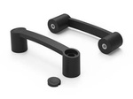 Bracket handle with threaded bushings L-213mm I-179mm M10 and decorative caps.