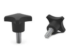 Cross handle knob according to DIN 6335, with threaded pin D-50mm M10