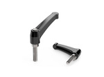 Adjustable lever made of zinc alloy, with a stainless steel threaded spindle and a metal button D-57mm M10.