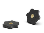 Flat star knob with a threaded through bushing, D-50mm, H-8mm, M6