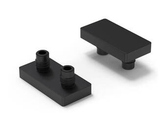 Double slide with pins A-30mm, B-15mm, h-5mm, color black.