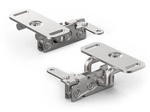 Rotary latch with perpendicular lever, with anti-vibration sleeve, single-stage latch, mounting hole 6.2mm, right version, plate with handle.