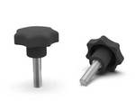 Star knob according to DIN 6336, with threaded stud, covered with soft elastomer D-43mm M6