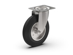Swivel wheel set, mounting plate, roller bearing, rubber wheel D-80mm a-25mm
