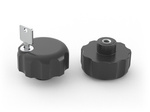 Star knob with lock and blind threaded bushing, with short offset D-60mm M8