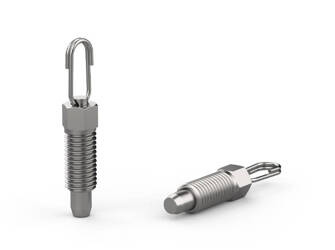 Locating pin D-26x12mm d-M12 d1-8mm with stainless steel stud and oval pull ring