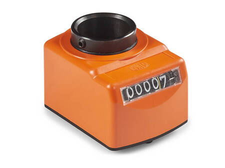 5-digit position indicator (0000.0), vertical, top, d1-30mm, step-100, left rotation, orange color