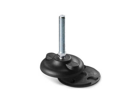 Adjustable foot with mounting holes D-130mm M12 x 130mm R-15mm, non-slip