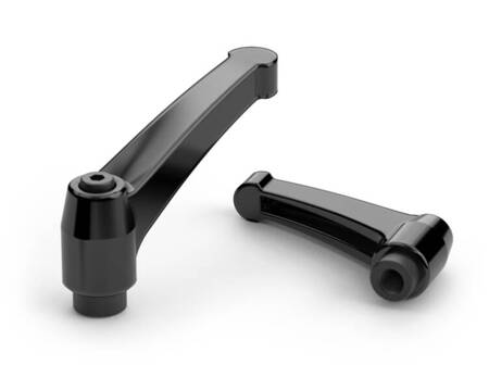 Adjustable lever made of zinc alloy with threaded bushing R-43mm M5, RAL9005 matte (deep black)