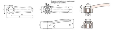 Dźwignia stała EUROMODEL z tuleją gwintowaną R-112mm M12