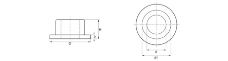 Flanged bushing D-10mm d1-3.9mm d-2.8mm H-3mm h-1.3mm