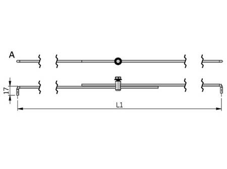 Flat bars for connecting snap points 504-990 mm