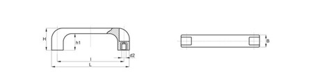 Handle with threaded bushings L-140mm I-117mm M5