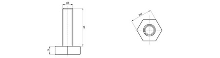 Hexagonal fixed foot SW-25mm M10 x 20mm