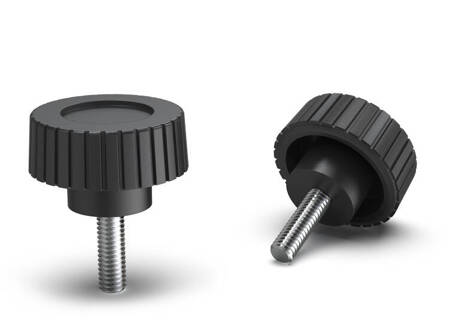 Knurled knob with threaded pin D-22.5mm M5 x 10mm