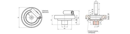 Koło ręczne z rękojeścią obrotową składaną z możliwością zamontowania wskaźnika D-129mm d1H7-12mm d5-87(S80/1)