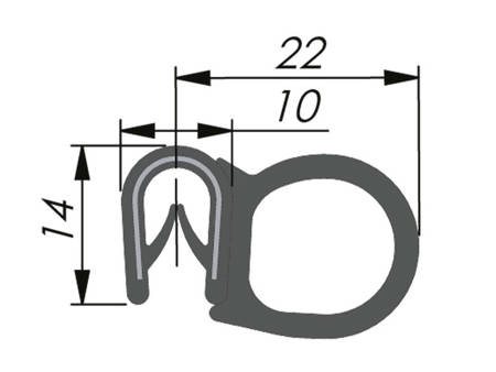 PVC/EPDM edge gasket, side seal, 1.0-4.0mm, 50m