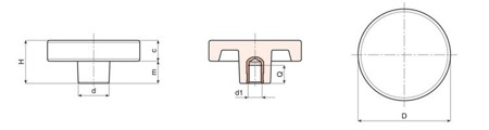 Pokrętło cylindryczne z tuleją gwintowaną D-50mm M8