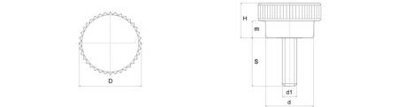 Pokrętło gwiazdowe z tuleją gwintowaną D-25mm, H-16mm, M5, DIN6336