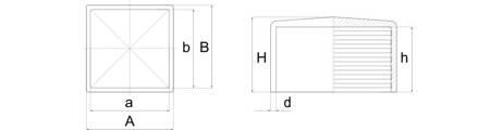 Protective cap for square profiles, PE H-33mm A-45mm B-45mm