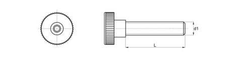 Śruba z łbem radełkowanym i odsadzeniem M4 x 13mm bez nacięcia, (DIN464/465)