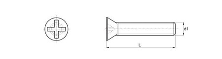 Śruba z łbem stożkowym płaskim z nacięciem krzyżowym M3 x 16mm, DIN 34811 (DIN 965)