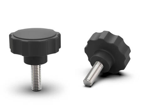 Star knob with an integrated screw D-32.5mm M6 x 18mm