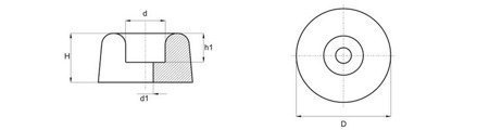 Stopka ślizgowa przykręcana D-18,5mm H-18mm d1-4,0mm, PVC (miękkie)