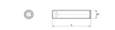 Sworzeń gwintowany z gniazdem imbusowym M6 x 8mm (DIN913)