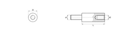 Tulejka dystansowa z tworzywa d1=d2-M3 L-10mm D-6mm, kolor czarny