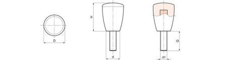 Uchwyt cylindryczny z trzpieniem gwintowanym D-25mm M10 x 16mm