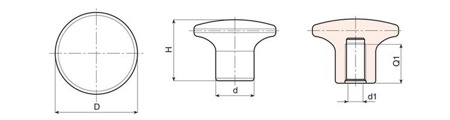 Uchwyt grzybkowy z otworem gwintowanym D-22mm M5