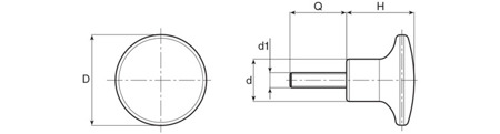 Uchwyt grzybkowy z trzpieniem gwintowanym D-22mm M4 x 16mm