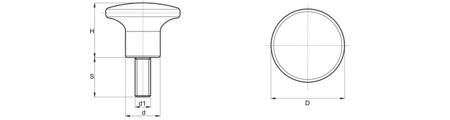 Uchwyt grzybkowy z trzpieniem gwintowanym D-22mm M5 x 15mm