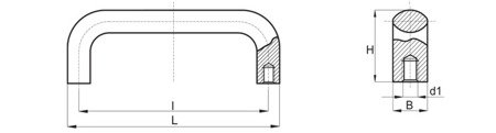 Uchwyt pałąkowy aluminiowy z tulejami gwintowanymi L-177mm I-160mm M8