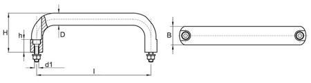 Uchwyt pałąkowy aluminiowy z tulejami gwintowanymi M6 x 30, I - 160