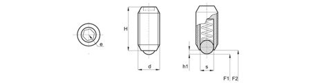 Zatrzask gwintowany z kulką i gniazdem sześciokątnym H-14mm SW-2.5 d1-M5