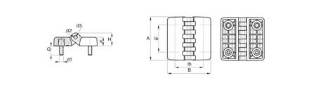 Zawias z trzpieniami gwintowanymi A-48mm Ia-30mm M5 x 15mm