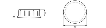 Chromovaná lesklá zástrčka pro kulaté profily D-40mm, 1,0mm