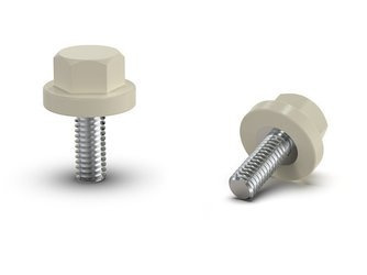 Hex bolt D-14mm SW-10 M6 x 30mm with PA flange, RAL7032 (grey beige)