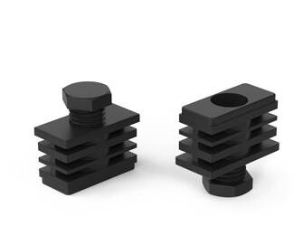 Adjustable foot for rectangular profiles A-60mm B-30mm d1-M22 L-85mm, 1.5mm-2.0mm