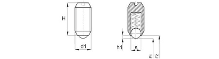 Zatrzask gwintowany z kulką H-14mm d1-M6, INOX