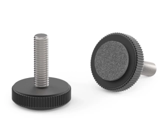 Fixed knurled foot with felt sliding surface D-32mm M6 x 9mm