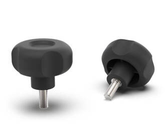 Pokrętło gwiazdowe z trzpieniem gwintowanym D-30mm M5 x 15mm